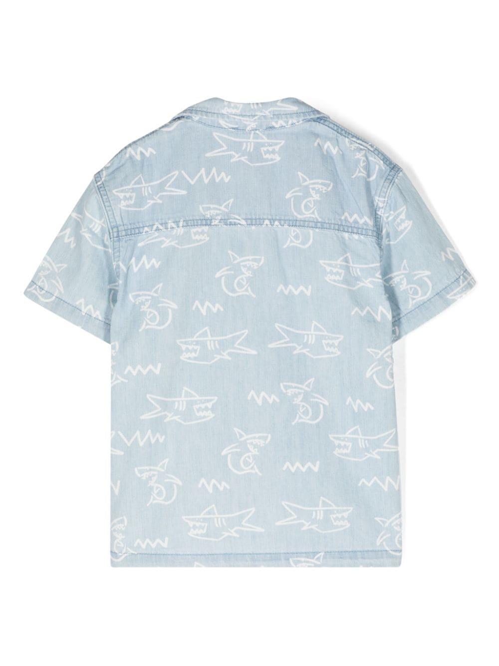 Stella McCartney Kids graphic-print denim shirt - Blue