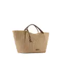 Emporio Armani logo-charm straw tote bag - Neutrals