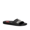 Love Moschino logo-embossed open-toe slides - Black
