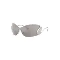 Swarovski swan-appliqué shield-frame sunglasses - Silver