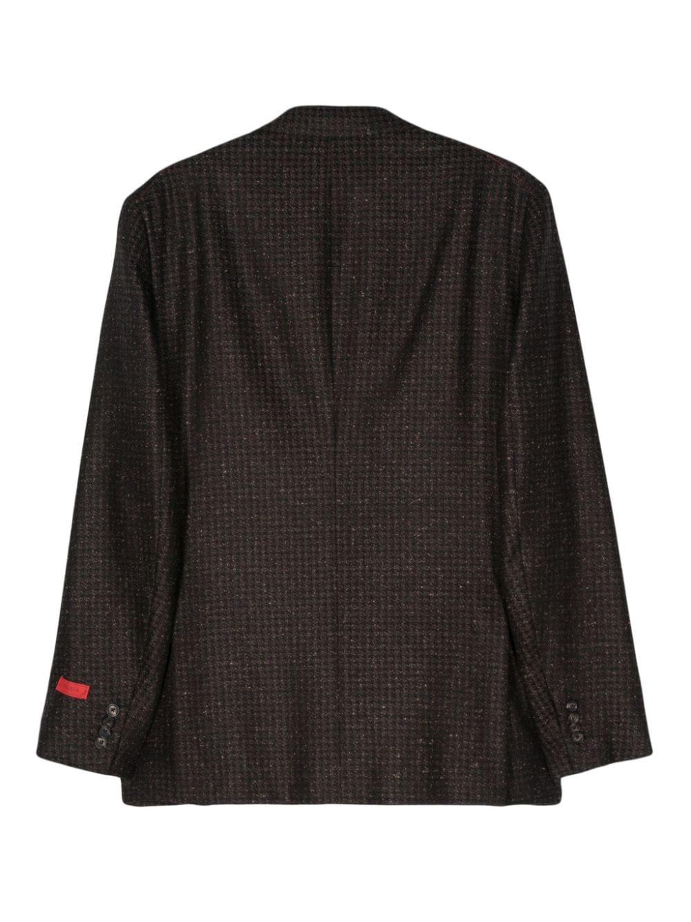 Isaia houndstooth single-breasted blazer - Brown