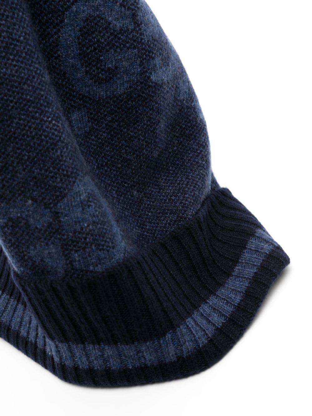 Gucci GG-patterned knitted beanie - Blue