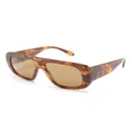 Giorgio Armani logo-engraved oversize-frame sunglasses - Brown
