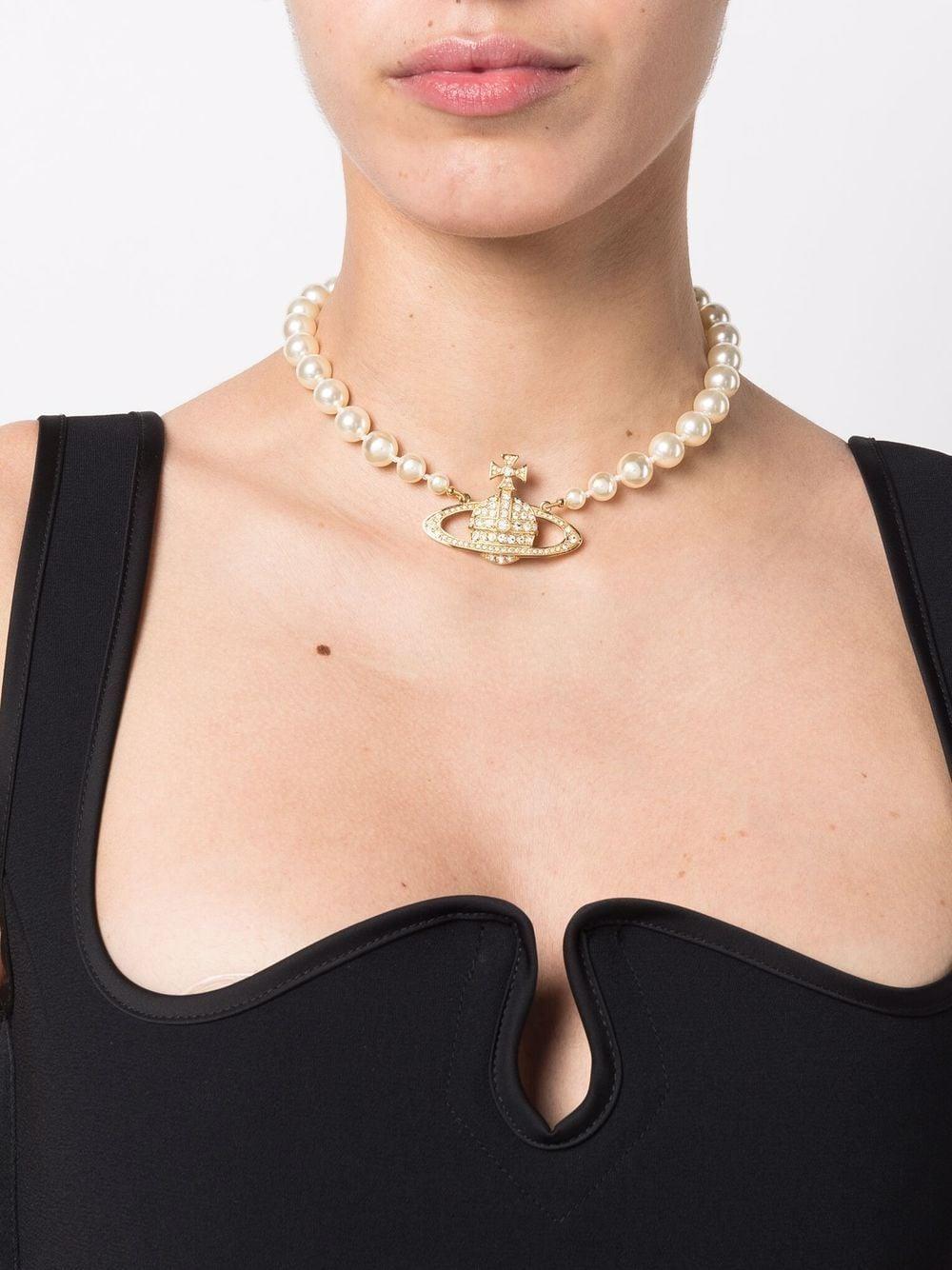 Vivienne Westwood Bas Relief pearl-chain choker - White