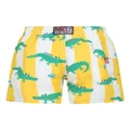 MC2 Saint Barth Kids crocodile-print striped swim shorts - Yellow