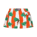 MC2 Saint Barth Kids Turtle-print striped swim shorts - Orange