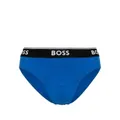 BOSS logo-waistband cotton briefs (pack of three) - Blue