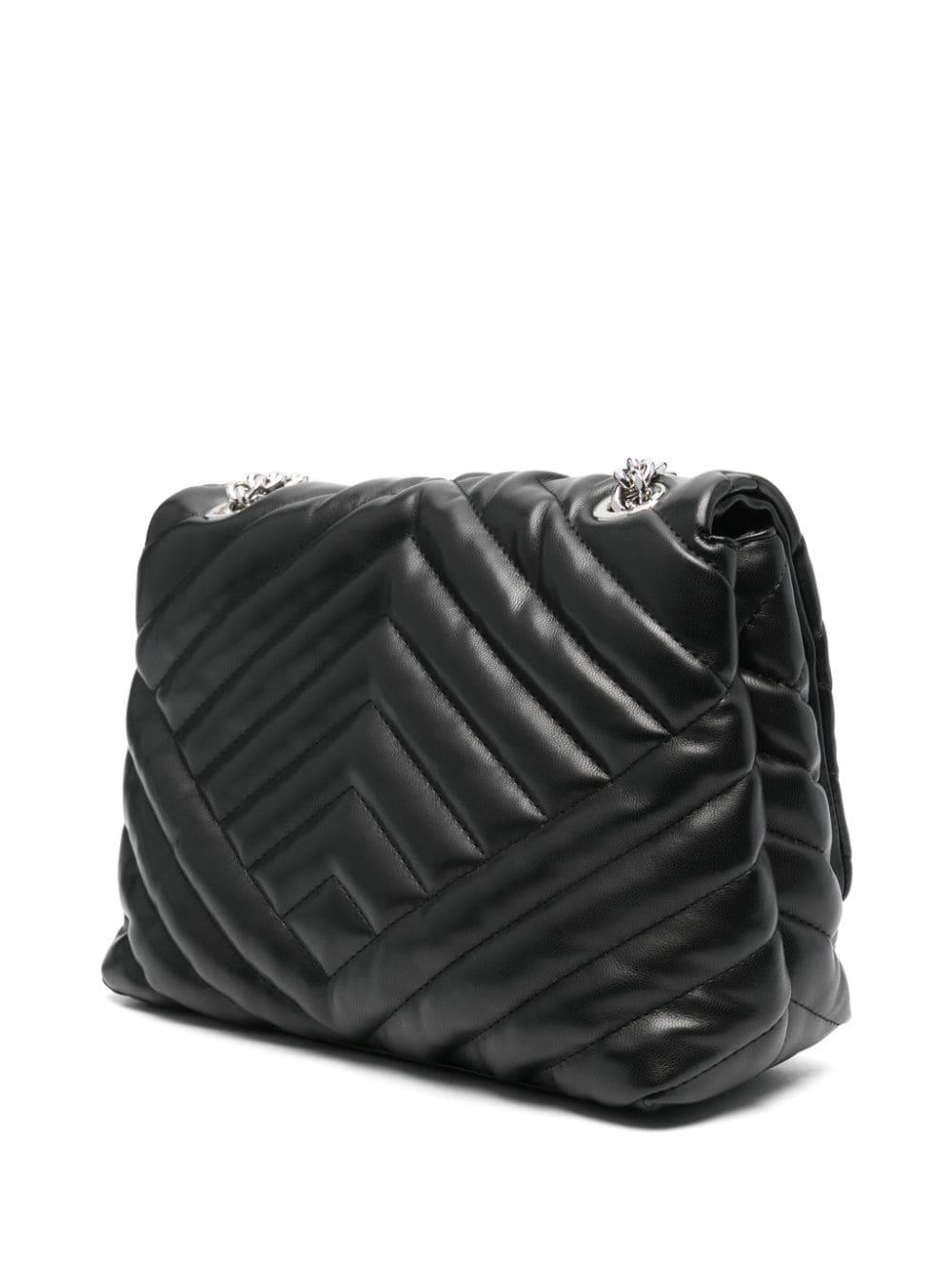 Armani Exchange logo-plaque quilted shoulder-bag - Black