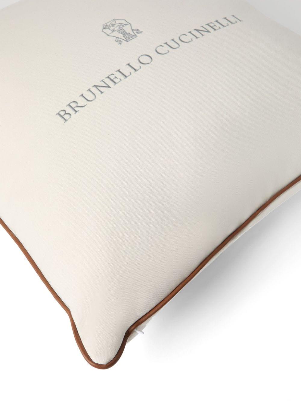 Brunello Cucinelli logo-embroidered pillow (70cm x 70cm) - Neutrals
