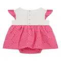 guess kids logo-embroidered broderie anglaise dress - Pink