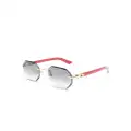 Cartier Eyewear logo-plaque geometric-frame sunglasses - Red