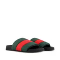 Gucci Web-Stripe padded slides - Green