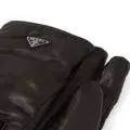 Prada triangle-logo leather gloves - Black