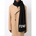 FENDI intarsia-knit logo scarf - Black
