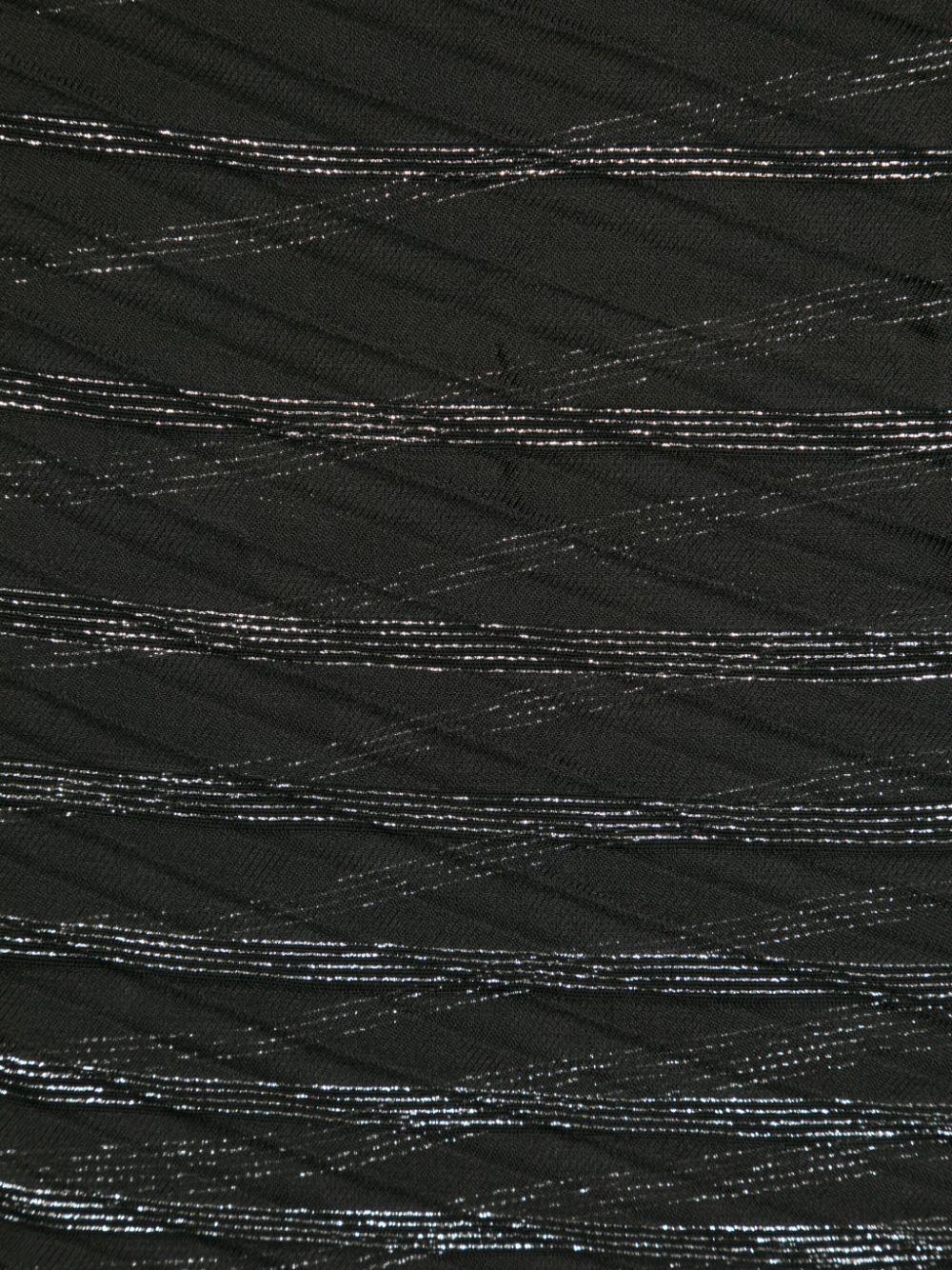 Emporio Armani striped pleated scarf - Black
