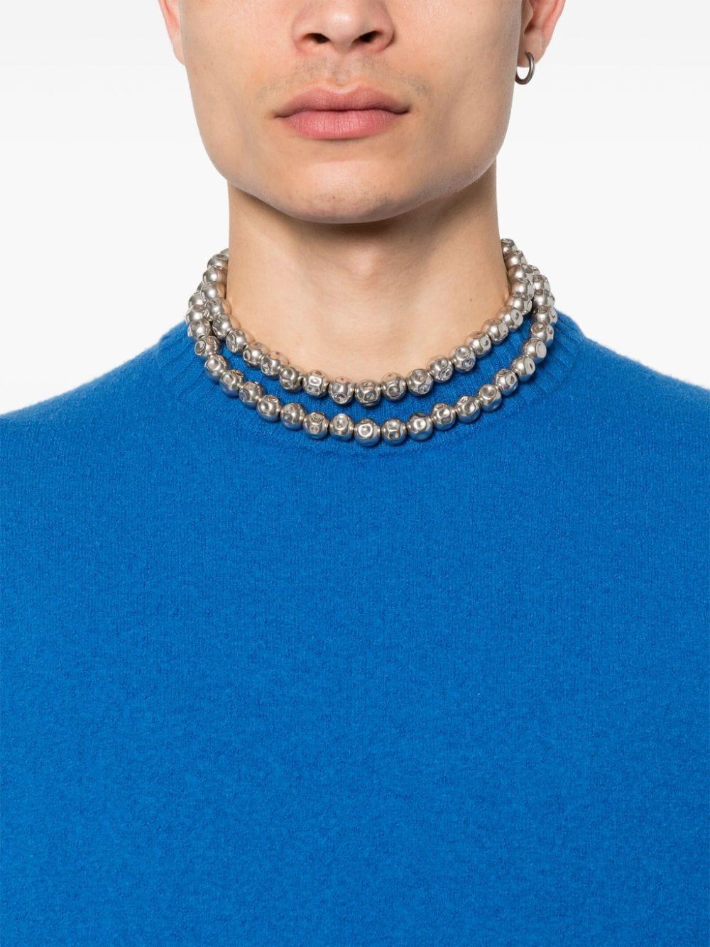 Jil Sander hammered beaded necklace - Silver