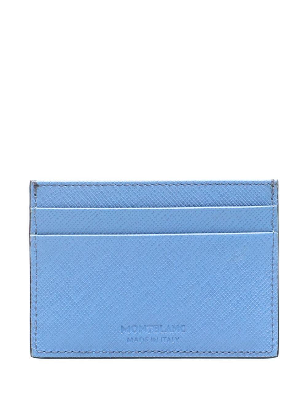 Montblanc logo-plaque leather card holder - Blue