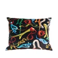 Seletti logo snake print cushion - Black
