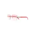 Cartier Eyewear rimless rectangle-frame sunglasses - Red