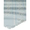 Tory Burch monogram-pattern wool-blend scarf - Blue