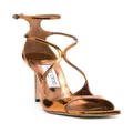 Jimmy Choo Azia 95mm metallic-effect sandals - Brown