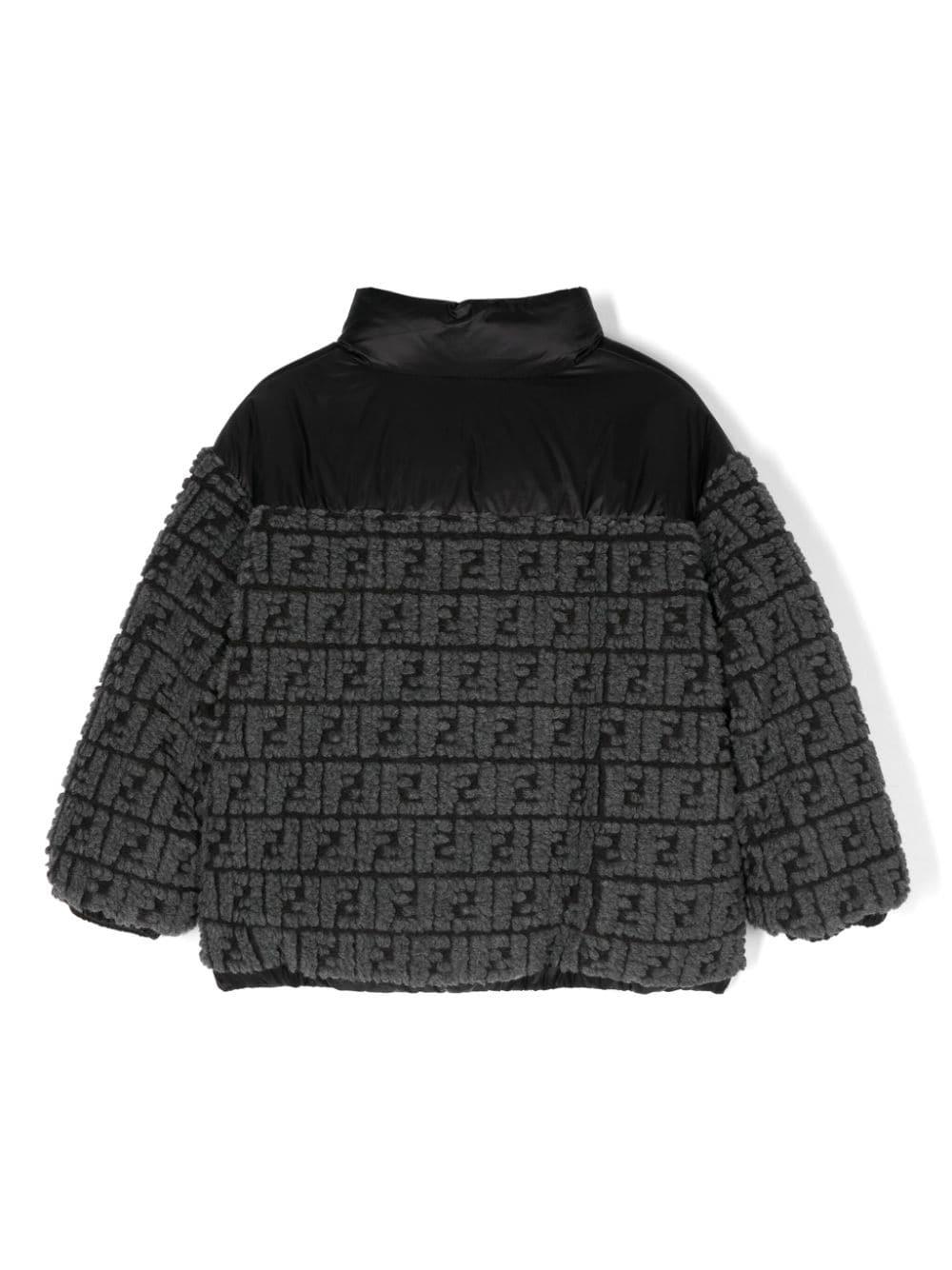 Fendi Kids FF-motif fleece down jacket - Black