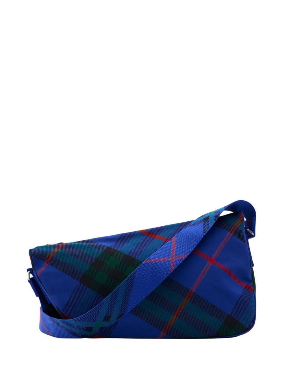 Burberry Shield tartan-check shoulder bag - Blue
