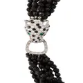 Kenneth Jay Lane 1990s pre-owned panther-embellished bead necklace - Black