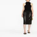 TOM FORD panelled leather and cotton-blend jersey midi skirt - Black