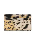 Roberto Cavalli Jaguar Skin-print suede cardholder - Neutrals