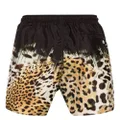 Roberto Cavalli Tiger Tooth-detailed leopard-print swim shorts - Black