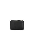 Balmain zipped quilted leather card holder - Black