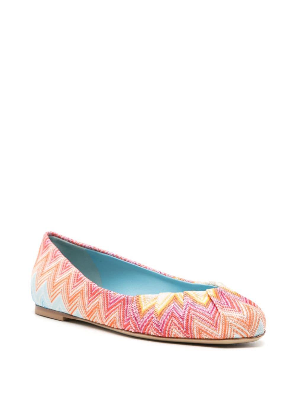 Missoni Iris Wave-knit ballerina shoes - Pink