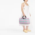Emporio Armani check-pattern woven tote bag - Pink