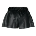 DKNY logo-buckle faux-leather shorts - Black