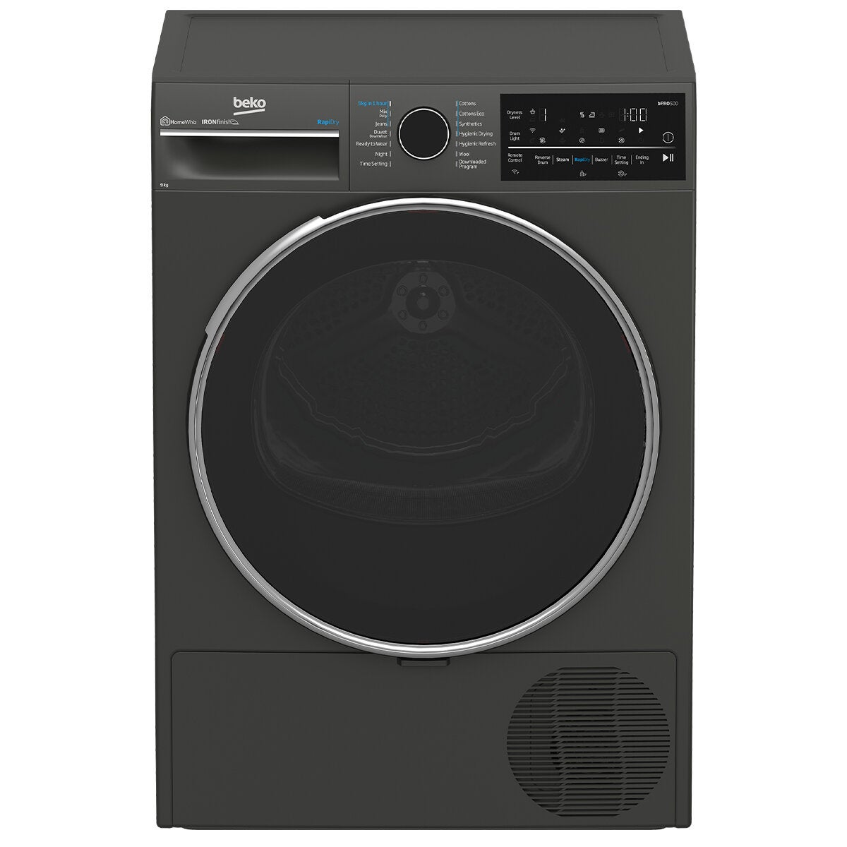 Beko 9kg Heat Pump Dryer Graphite with Steam and WiFi BDPB904HG