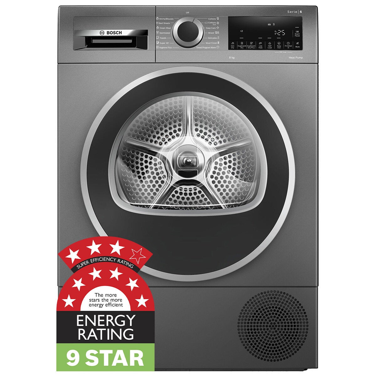 Bosch Series 6 8kg Heat Pump Dryer Graphite WQG235DRAU