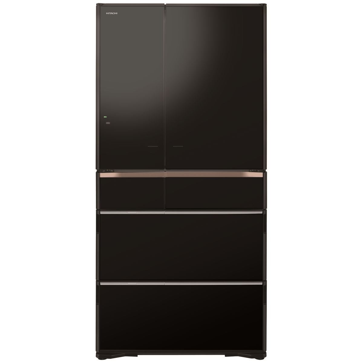 Hitachi 735L Multi Drawer French Door Refrigerator Crystal Black Glass RZX740RAXK