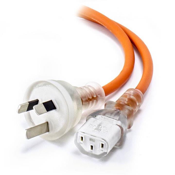 Alogic 1m Medical Power Cable Aus 3 Pin Mains Plug (Male) to IEC C13 (Female) Orange
