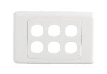 Alogic 6 Gang Wall Plate - White (Clipsal Compatible)