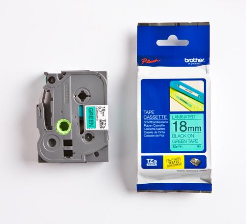 Brother TZe-741 label-making tape Black on Green TZ