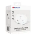 Verbatim Dual USB Surge With Double Adapter - White