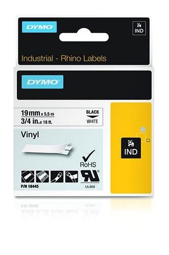 Dymo Industrial Vinyl Labels 19mm Black on White