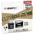 Emtec MicroSD Memory Card 128GB With Reader/SD Adapter - Gold