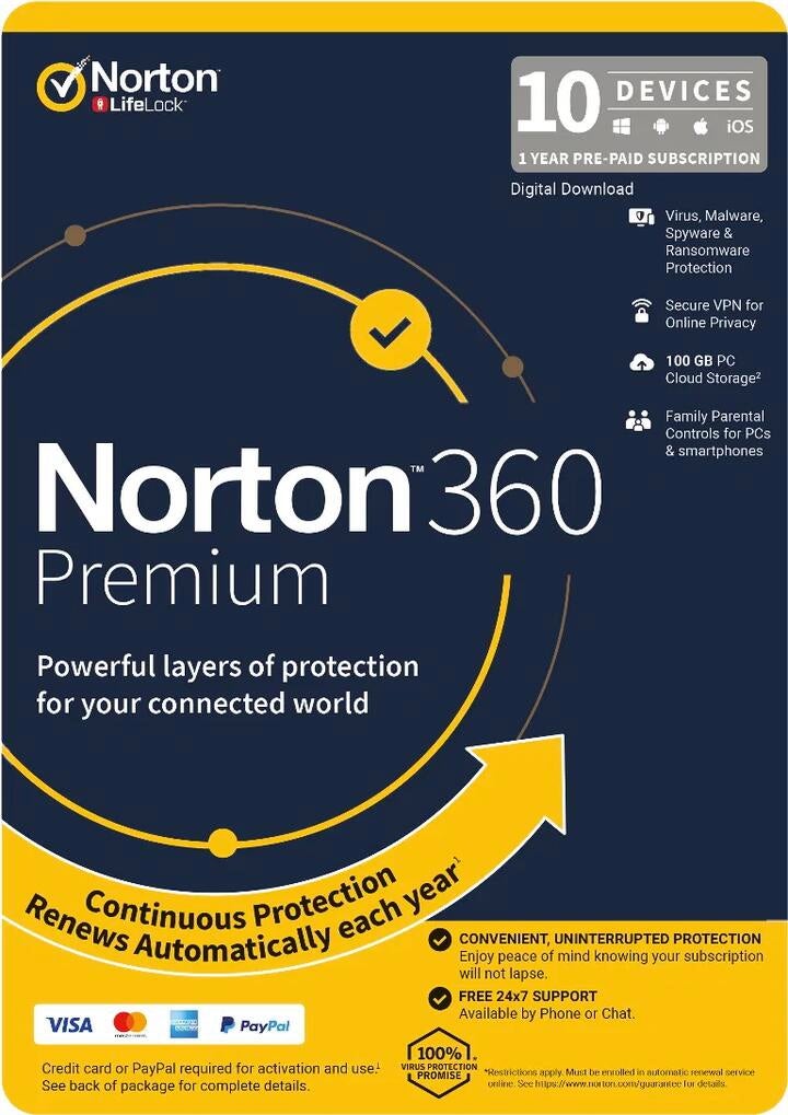 Norton N360 Premium 100GB 1 User 10 Device 1 Year