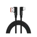 2M Right Angle USB AM to Right Angle Lightning Cable, Metal + Braid
