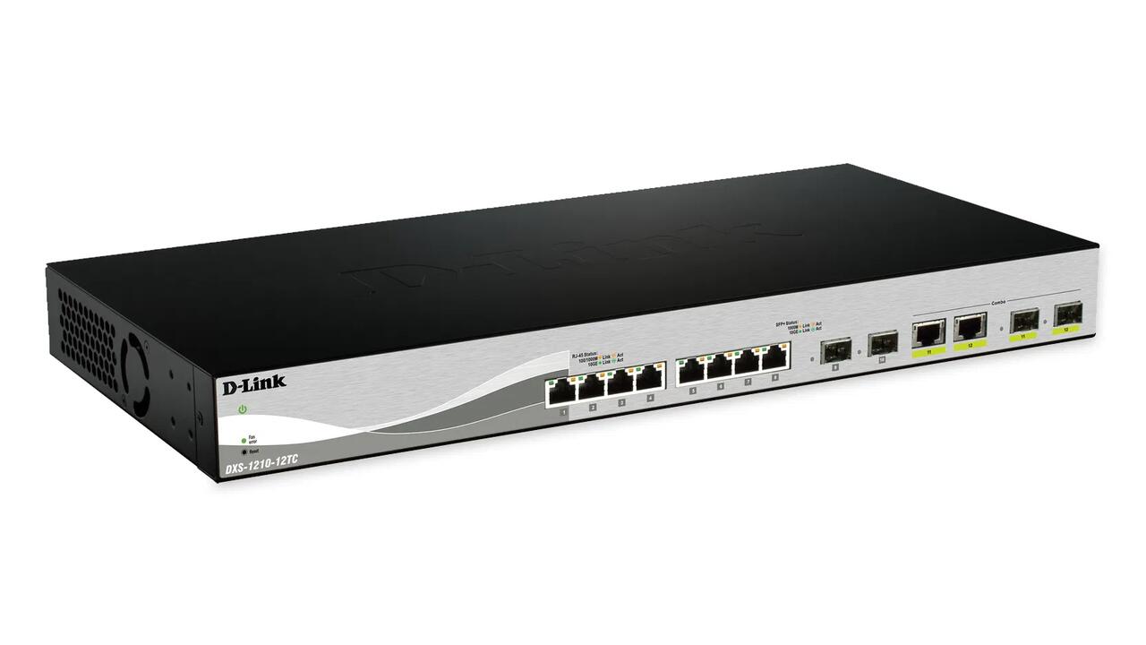 D-Link DXS-1210-12SC 12-Port 10 Gigabit WebSmart Switch With 12 SFP+ Ports and 2 10GBase-T (Combo) Ports