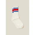 Cotton On Men - Essential Sock - Vintage white/royal blue/red triple stripe