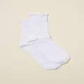 Rubi - Frill Ribbed Crew Sock - Solid white