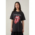 Cotton On Women - Oversized Rolling Stones Music Tee - Lcn br the rolling stones tongue/black